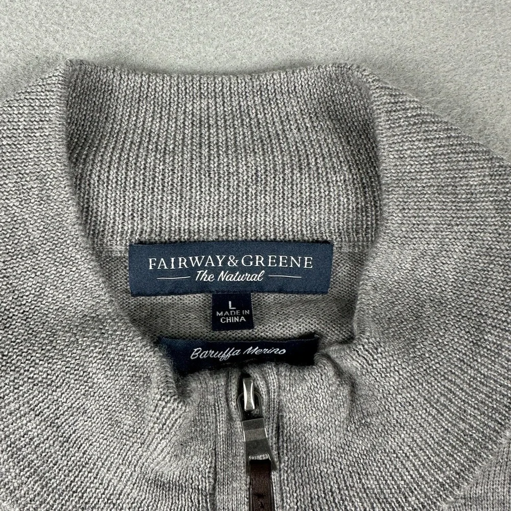 Fairway‎ & Greene 1/4 Zip Sweater Men's Large Gray Baruffa Merino Wool Pullover